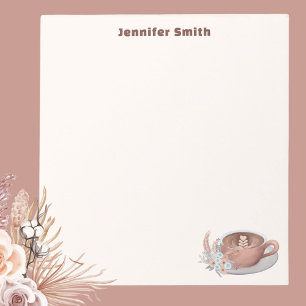 Bloc-note Boho Latte avec fleurs personnalisé