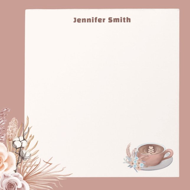 Bloc-note Boho Latte avec fleurs personnalisé (Créateur téléchargé)