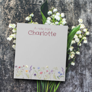 Bloc-note Boho Pays marguerite florale aquarelle gris Bloc-n