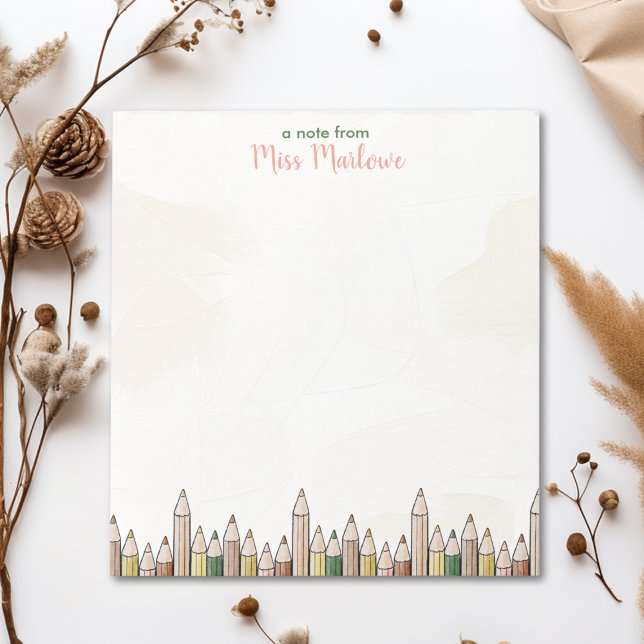Bloc-note Boho Pencils Appréciation de l'enseignant Personna (Boho Pencils Teacher Appreciation Personalized Notepad)