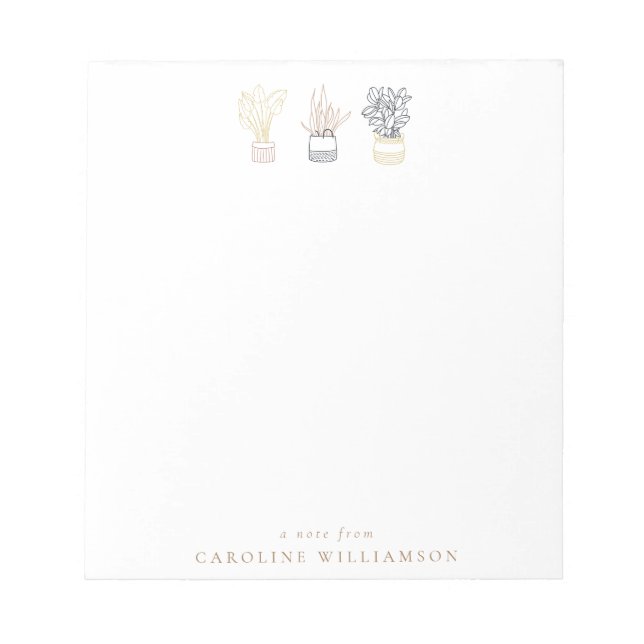 Bloc-note Boho Plante Line Art Illustration personnalisée (Devant)