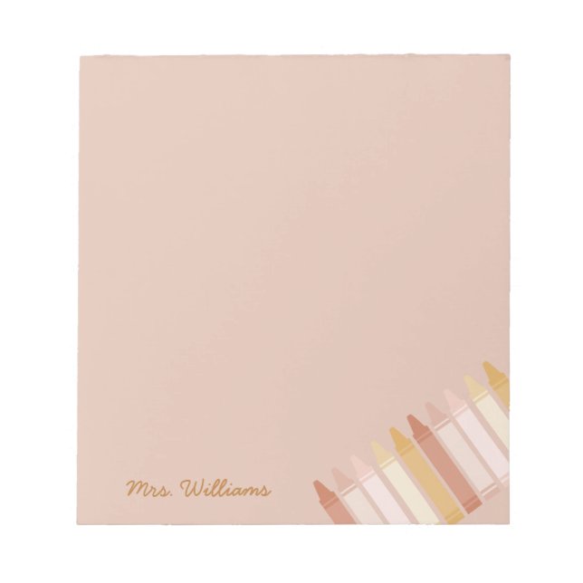 Bloc-note Boho tendance couleurs Crayon Nom de l'enseignant (Devant)