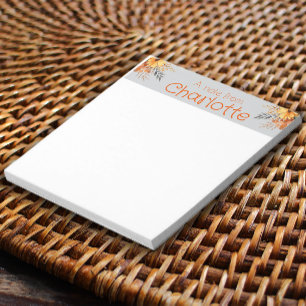 Bloc-note Boho vintage tournesol orange aquarelle gris