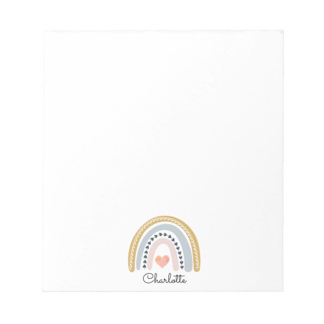 Bloc-note Boho Watercolor Rainbow Kid's Personalized  Gel Mo (Devant)