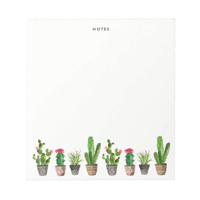 Bloc-note Boho Watercolor Succulents Personnalisés (Devant)