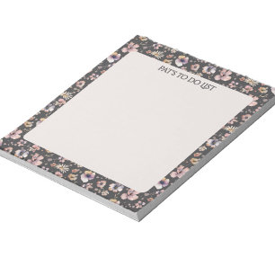 Bloc-note Boho Wildflower Aquarelle Nommé Charcoal Blush