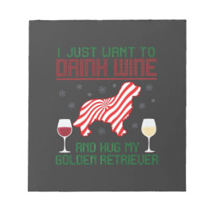 Bloc-note Boire du vin câliner Retriever d'or Noël