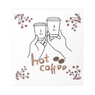 Bloc-note Bois botanique pour amateurs de café dessiné à la