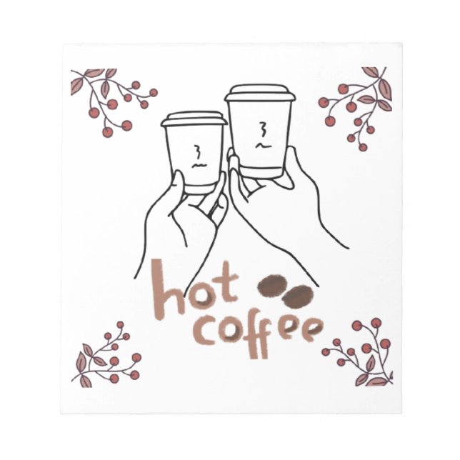 Bloc-note Bois botanique pour amateurs de café dessiné à la  (Devant)