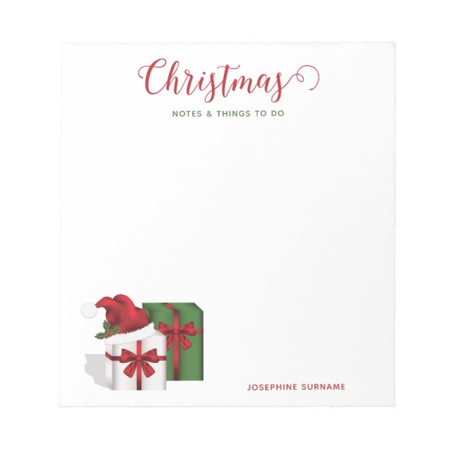 Bloc-note Boîtes Cadeaux Blanches et Vertes Avec Un Chapeau  (Devant)
