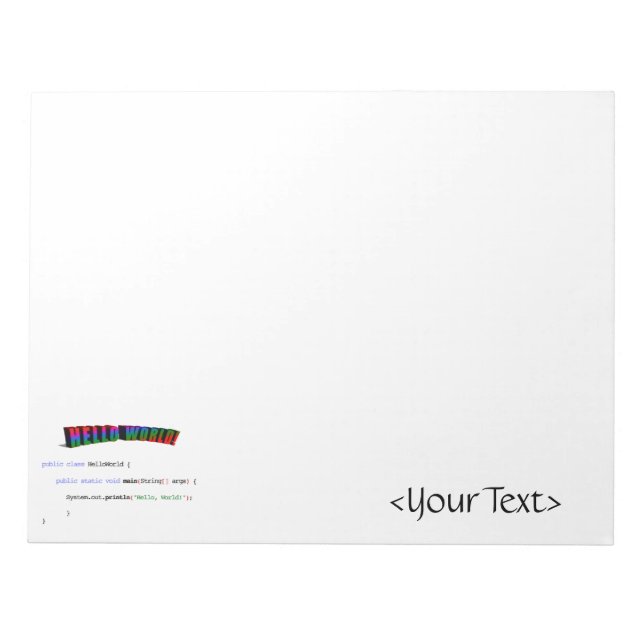 Bloc-note Bonjour World geek saluant Java (Devant)
