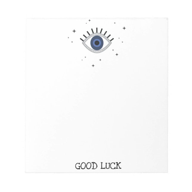 Bloc-note Bonne chance bleu oeil talisman grec mauvais oeil (Devant)