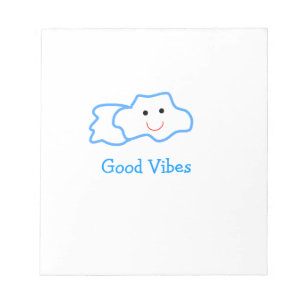 Bloc-note Bonnes vibrations bleu émoji nuages souriants enfa