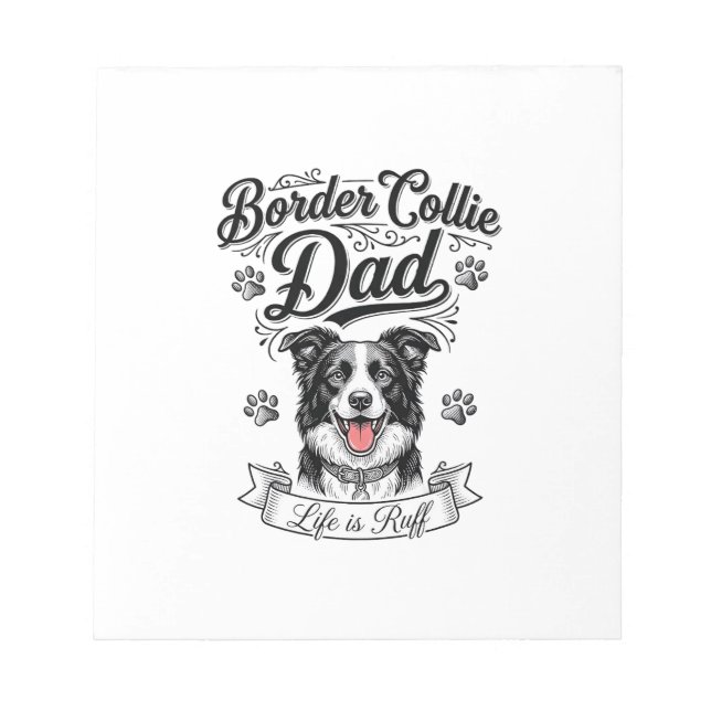 Bloc-note Border Collie Dad Vintage Engraving Dog Shirt Desi (Devant)