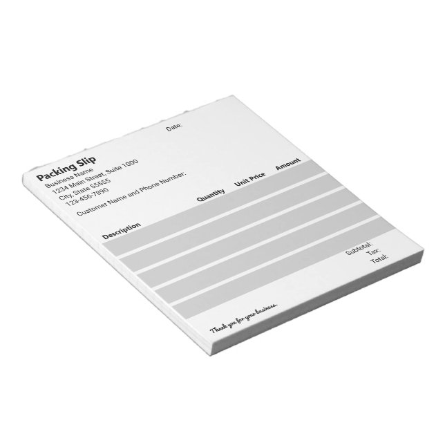 Bloc-note Bordereau d'expédition Entreprise Noir Blanc Gris  (Incliné)