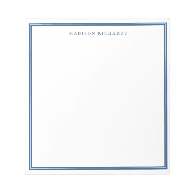 Bloc-note Bordure bleu marine simple personnalisée (Devant)