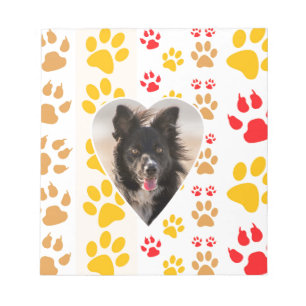 Bloc-note Bordure Collie Empreinte de patte Amour Coeur
