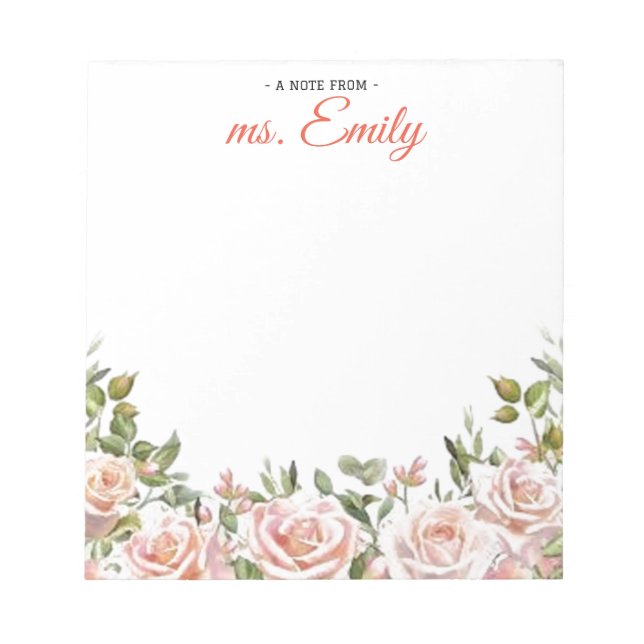 Bloc-note Bordure d'aquarelle bleu Boho personnalisée (Devant)