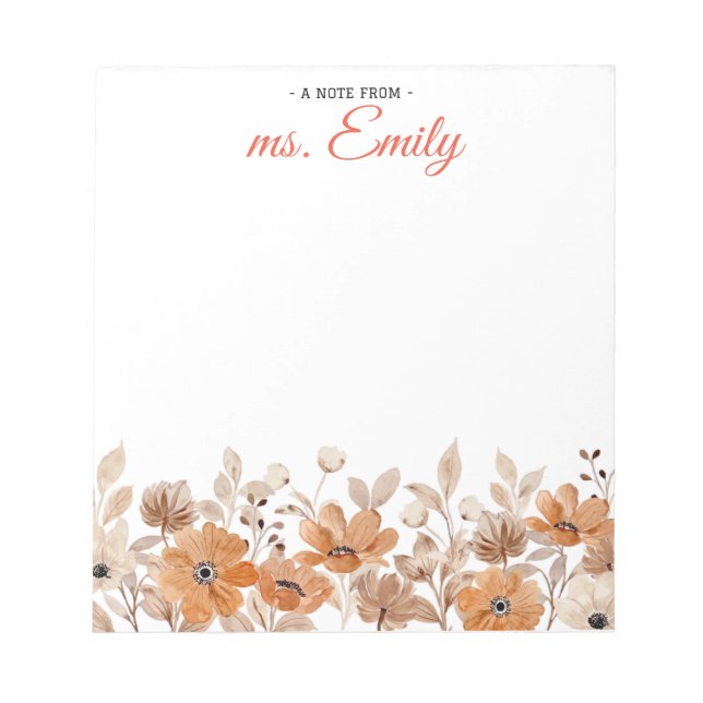 Bloc-note Bordure d'aquarelle bleu Boho personnalisée (Devant)