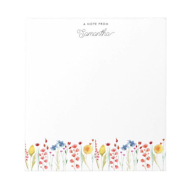 Bloc-note Bordure de fleurs fleur sauvage aquarelle personna (Devant)