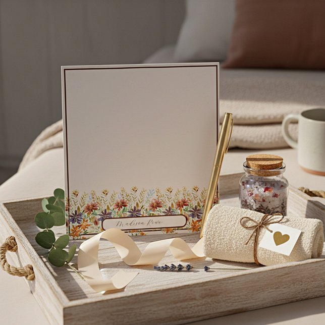 Bloc-note Bordure de fleurs sauvages d'automne personnalisée (Créateur téléchargé)
