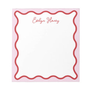 Bloc-note Bordure de Zigzag rouge rouge rose vif