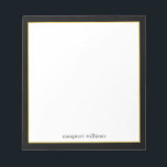 Bloc-note Bordure en or noir moderne simple personnalisée<br><div class="desc">Bordure en or noir simple et moderne - Bloc-notes personnalisé</div>
