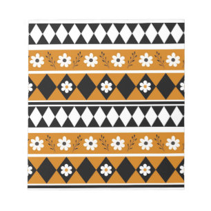 Bloc-note Bordure Fleur Diamant Boho Motif Floral