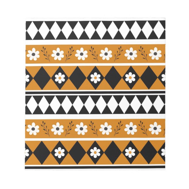 Bloc-note Bordure Fleur Diamant Boho Motif Floral (Devant)