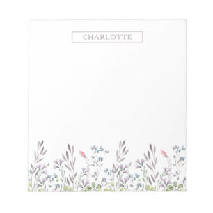 Bloc-note Bordure florale aquarelle   Personnalisé