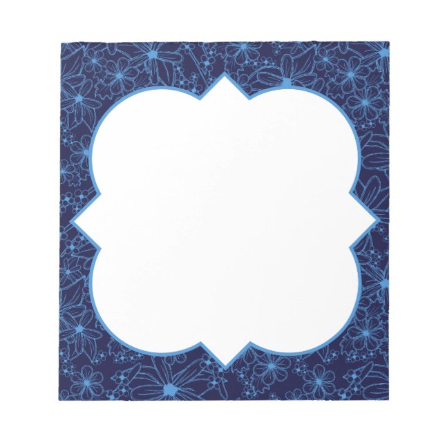 Bloc-note Bordure florale bleu et blanc de la Marine, Bloc-n (Devant)