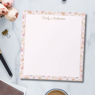 Bloc-note Bordure Florale Élégante et Personnalisée avec Mon