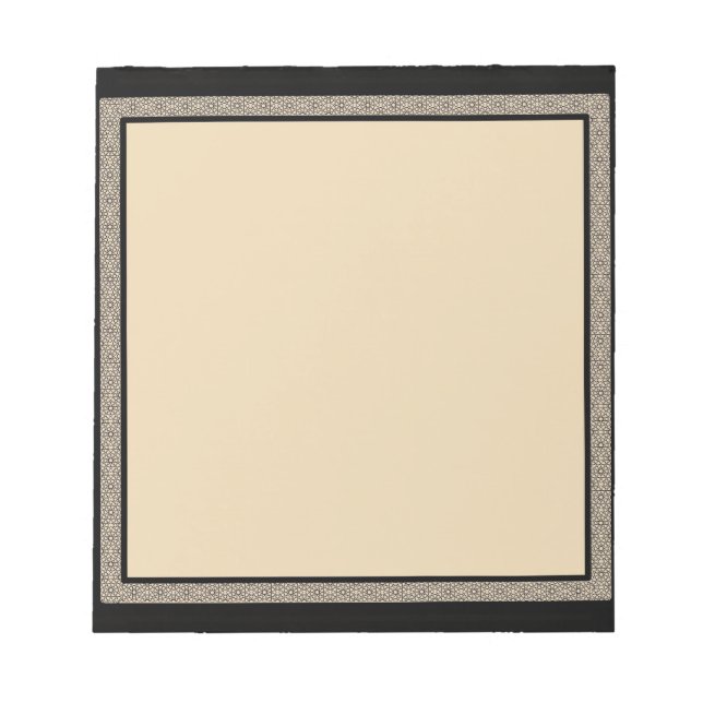 Bloc-note Bordure géométrique beige et noire (Devant)