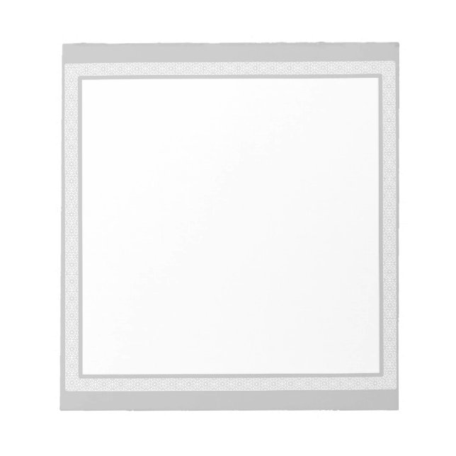 Bloc-note Bordure géométrique grise et blanche (Devant)
