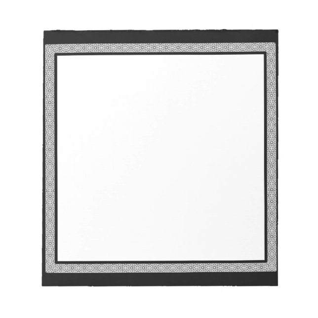 Bloc-note Bordure géométrique noire et blanche (Devant)