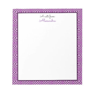 Bloc-note Bordure géométrique violette avec monogramme