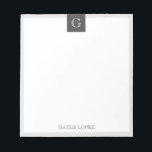 Bloc-note Bordure grise Monogramme rustique moderne<br><div class="desc">Bordure grise Monogramme rustique moderne Bloc-notes personnalisé</div>