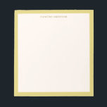 Bloc-note Bordure jaune Chartreuse simple Nom personnalisé<br><div class="desc">Ce bloc-notes comporte votre nom en petites lettres minuscules espacées en haut avec une bordure chartreuse jaune doux tout autour de la page. C'est un design simple et épuré qui a fière allure sur un bureau — discret mais personnel. Ajoutez un nom et cela fait un beau cadeau pour quiconque...</div>