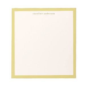 Bloc-note Bordure jaune Chartreuse simple Nom personnalisé
