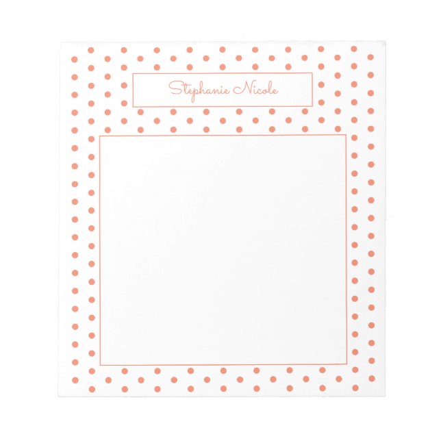 Bloc-note Bordure mince personnalisée simple Polka Dot Orang (Devant)