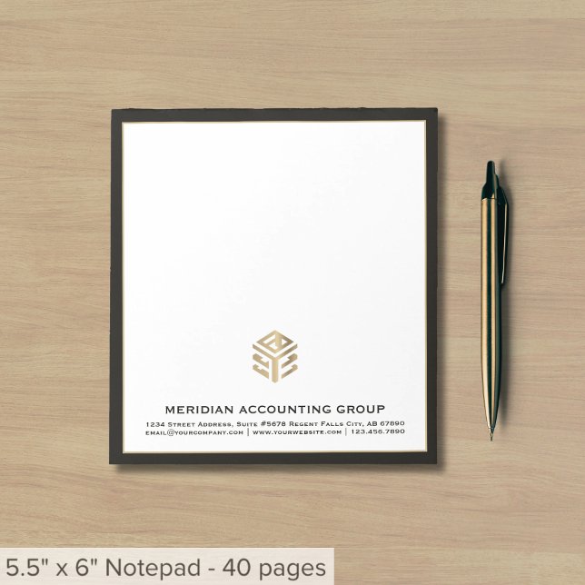 Bloc-note Bordure noire du logo de l'entreprise (Créateur téléchargé)