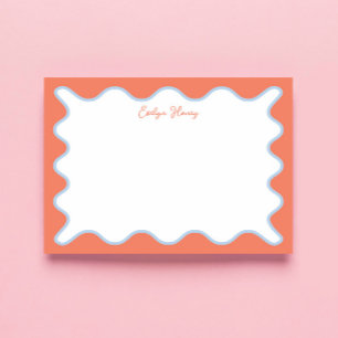 Bloc-note Bordure ondulée bleue et rose vibrante et colorée