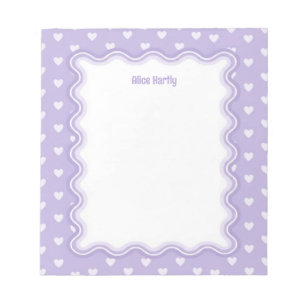 Bloc-note Bordure ondulée cœurs d'amour violet lilas Personn