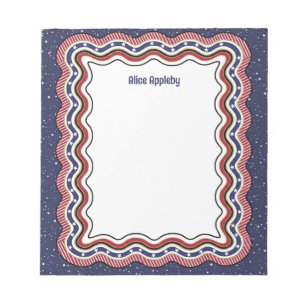 Bloc-note Bordure ondulée personnalisée rouge blanc bleu : P