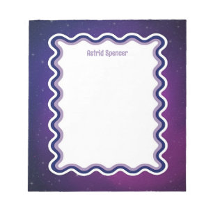 Bloc-note Bordure ondulée personnalisée violette étoiles esp
