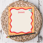 Bloc-note Bordure ondulée rose et orange rétro Personnalisé<br><div class="desc">Ce bloc-notes personnalisé présente un design "super" en orange et bleu. Utilisez le formulaire modèle pour ajouter votre personnalisation.</div>