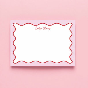 Bloc-note Bordure ondulée rose rouge vibrante et colorée