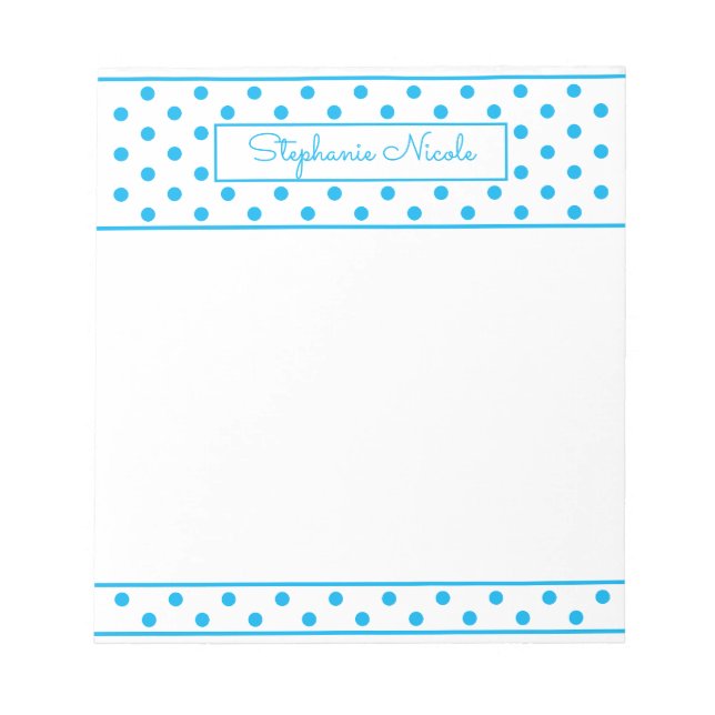 Bloc-note Bordure personnalisée Polka Dot Sky Blue (Devant)