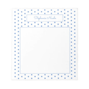 Bloc-note Bordure personnalisée simple Polka Point bleu clai