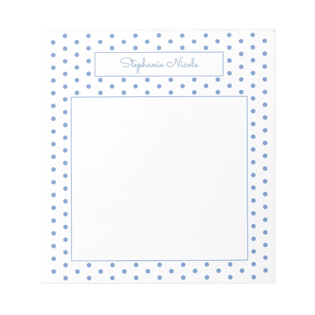 Bloc-note Bordure personnalisée simple Polka Point bleu clai (Devant)